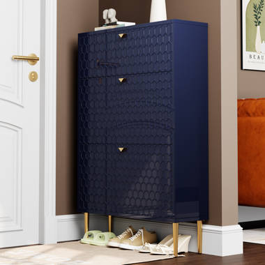 Blue shoe outlet storage cabinet